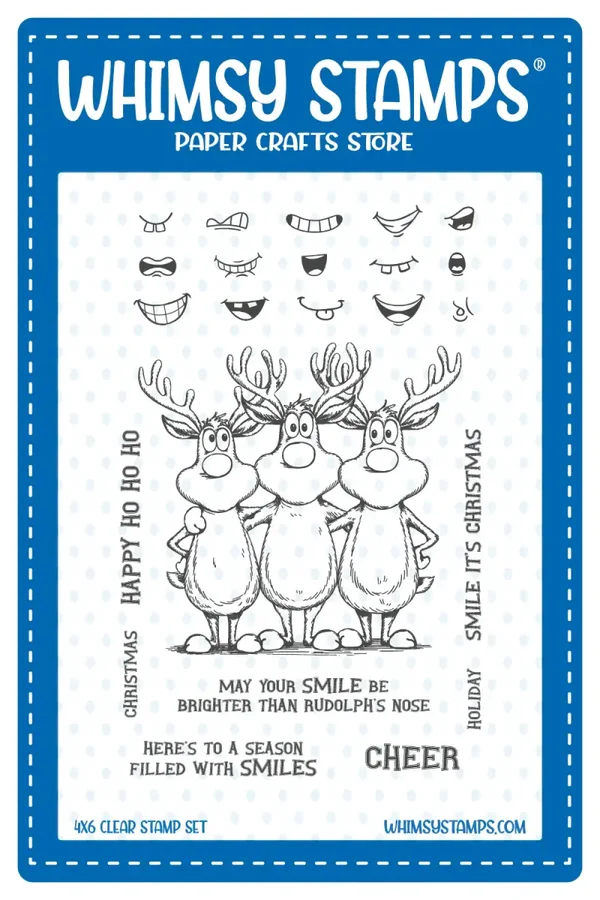 Whimsy Stamps Reindeer Smiles Clear Stamps NEU