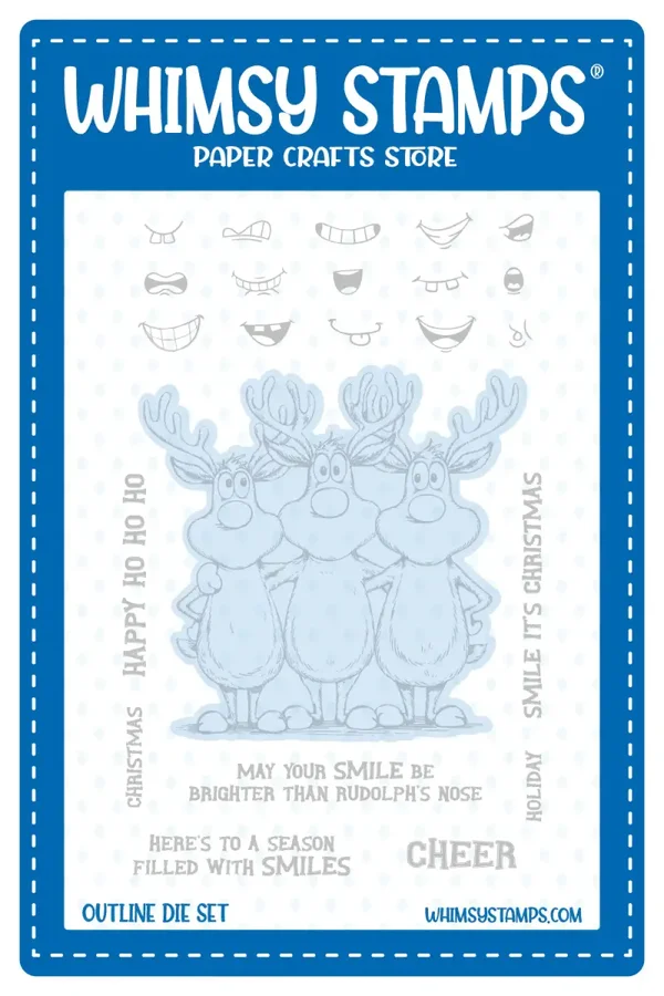 Whimsy Stamps Reindeer Smiles Outline Die NEU