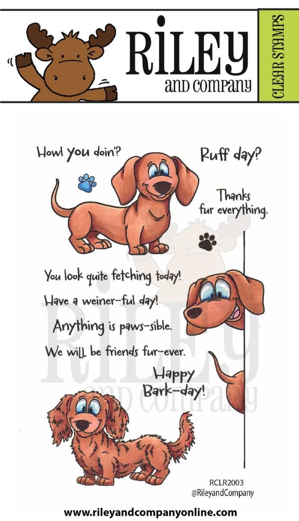 Riley & Company Woody & Hazel Jean Puppy Power clear stamp set