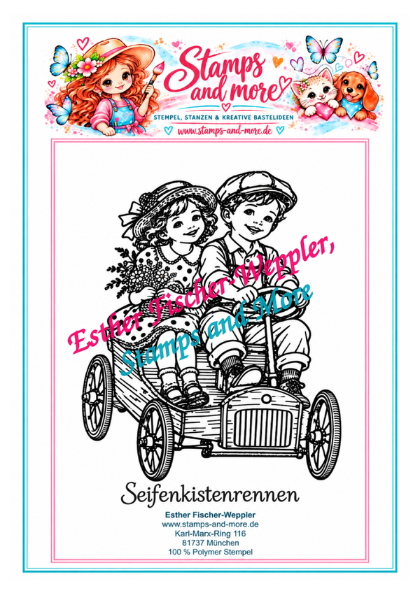 Esthers Bastel-News, Seifenkistenrennen Nostalgie, A 5 Clear-Stamp-Set
