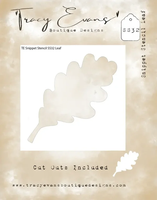 Tracy Evans Boutique Designs  SS032 - Snippet Stencil "Leaf" 4 x 4 inches *Cut Out Included*