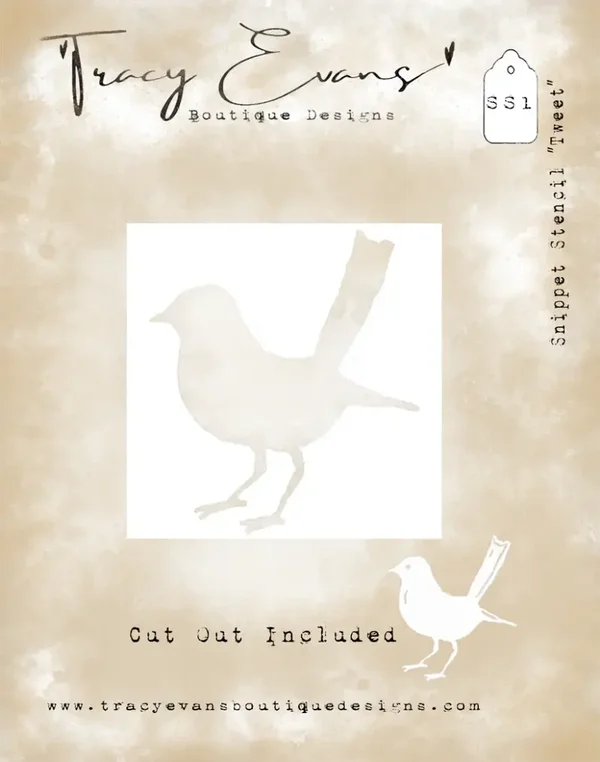 Tracy Evans Boutique Designs  SS001 - Snippet-Schablone "Tweet" 4 x 4 Zoll *Ausschnitt enthalten*