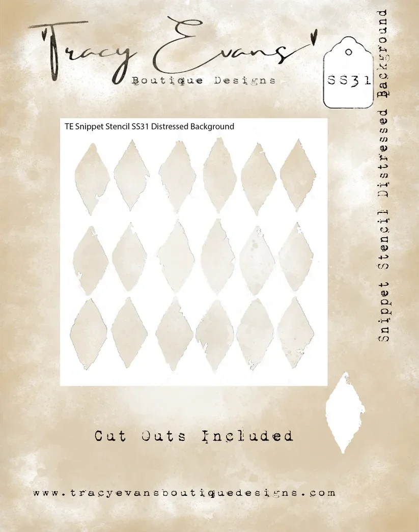 Tracy Evans Boutique Designs  SS031 - Snippet Stencil "Distressed Background" 4 x 4 inches *Cut Out Included