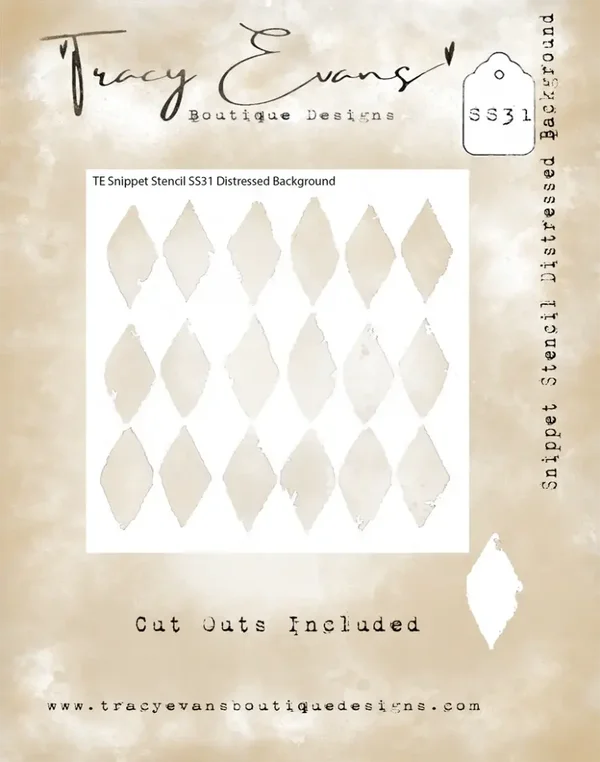 Tracy Evans Boutique Designs  SS031 - Snippet Stencil "Distressed Background" 4 x 4 inches *Cut Out Included