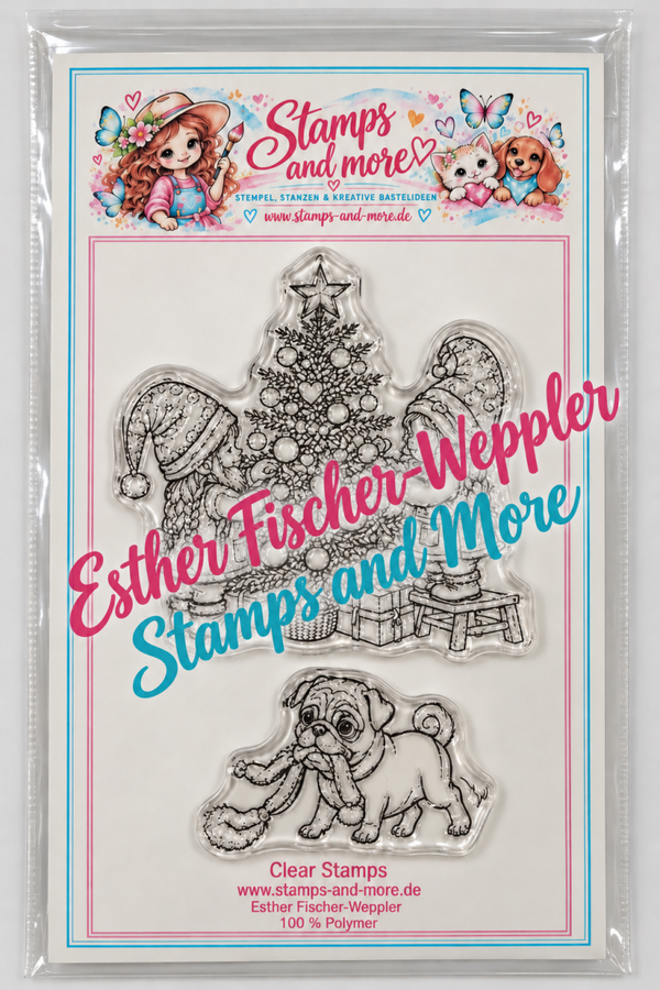 Isabelles Sonderedition Gedenkkalender Weihnachtselfen und Mops A 6 Clear Stamps