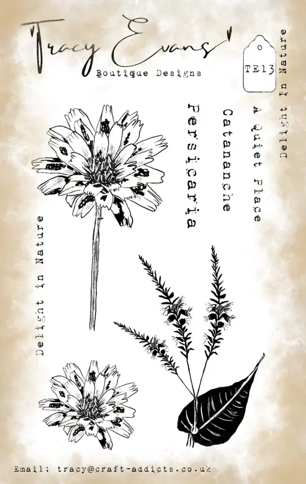 Tracy Evans Boutique Designs  TE013 – Delight Nature Freude an der Natur (A6-Stempel)