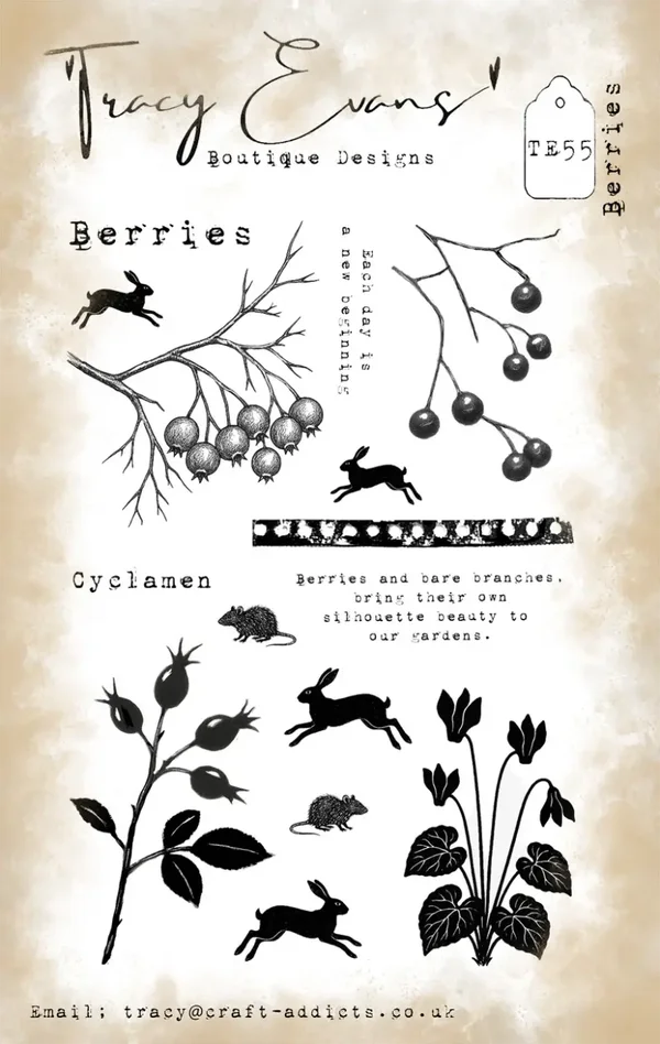 Tracy Evans Boutique Designs  TE055 - Berries (A6 Stamp)