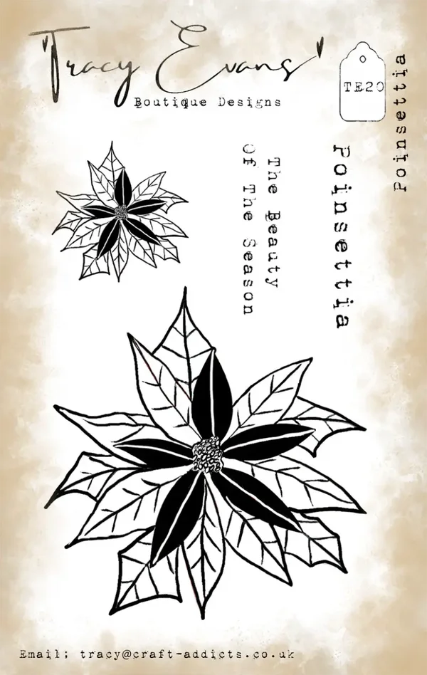 Tracy Evans Boutique Designs  TE020 – Poinsettia Weihnachtsstern (A7-Stempel)