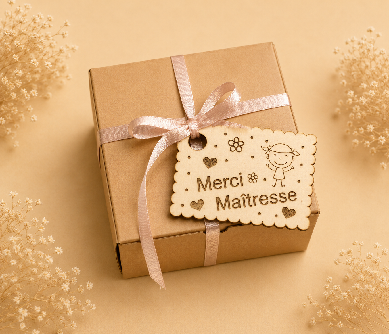 Cadeau maîtresse personnalisé – Biscuit en bois 🍪