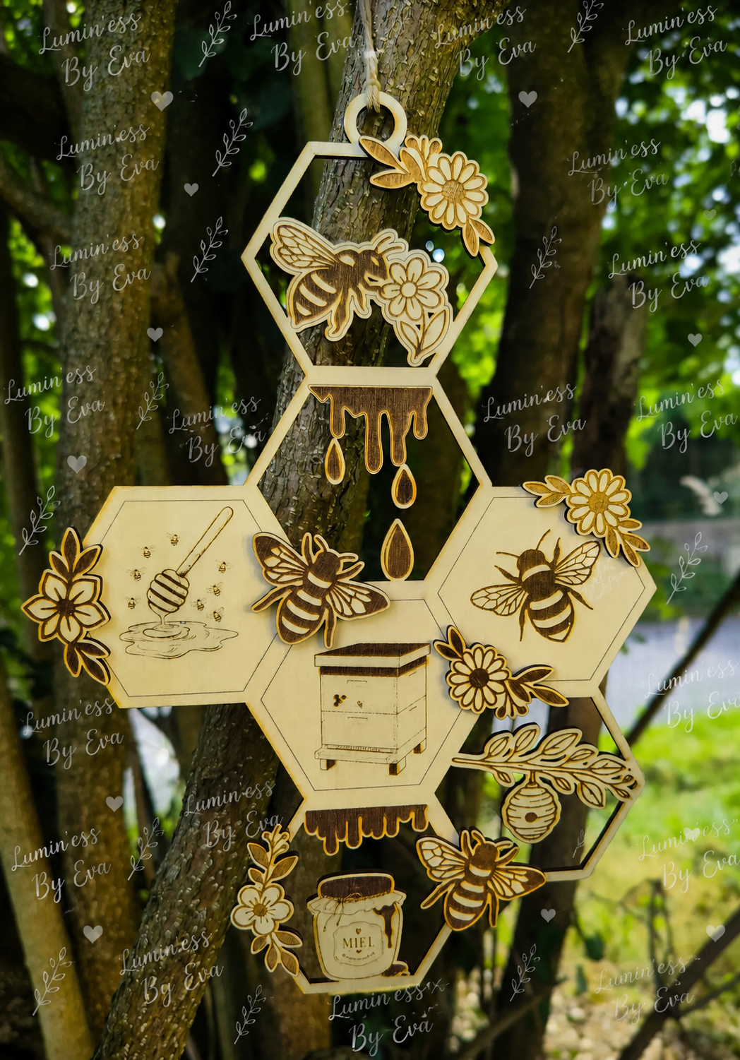 🐝 Suspension décorative Nature & Animaux  en bois 🐝