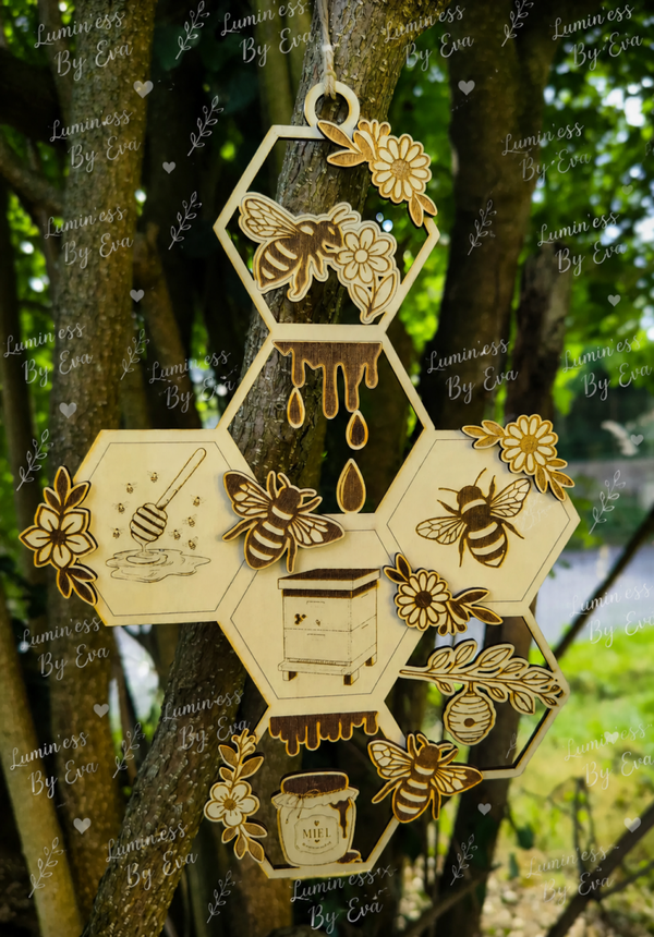 🐝 Suspension décorative Nature & Animaux  en bois 🐝