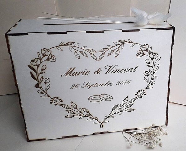Urne de mariage en bois- Personnalisée