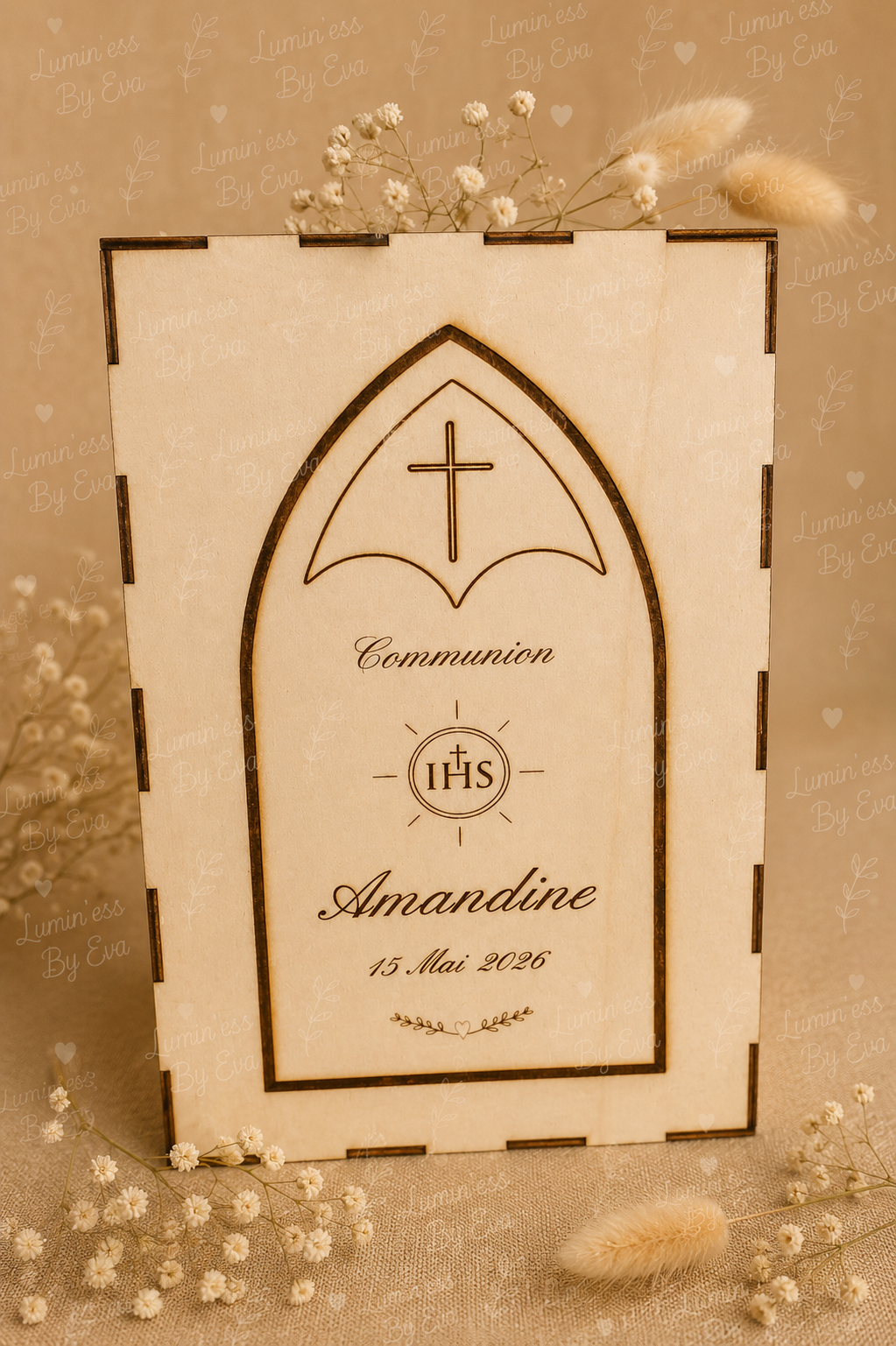 💛 Urne de communion en bois – Personnalisée 💛