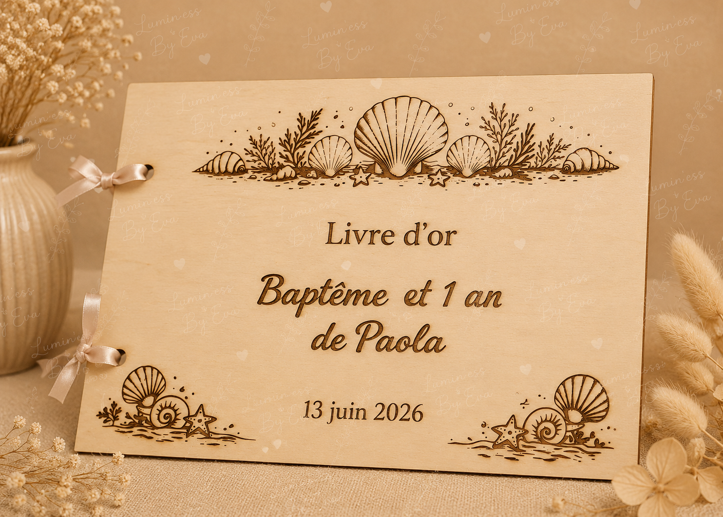 🐚 Ensemble Urne & Livre d'Or Personnalisés – Thème Coquillages