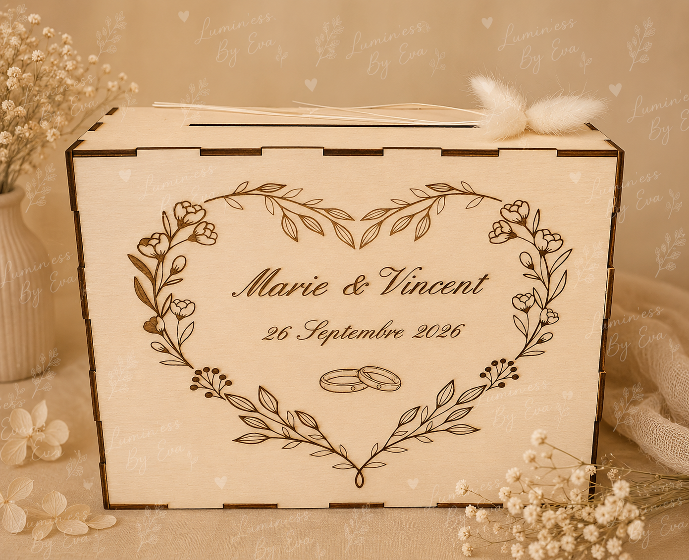 💛 Urne de mariage en bois – Personnalisée 💛