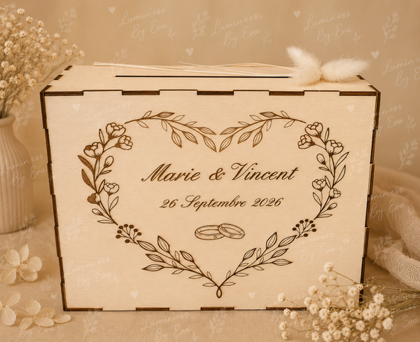 💛 Urne de mariage en bois – Personnalisée 💛