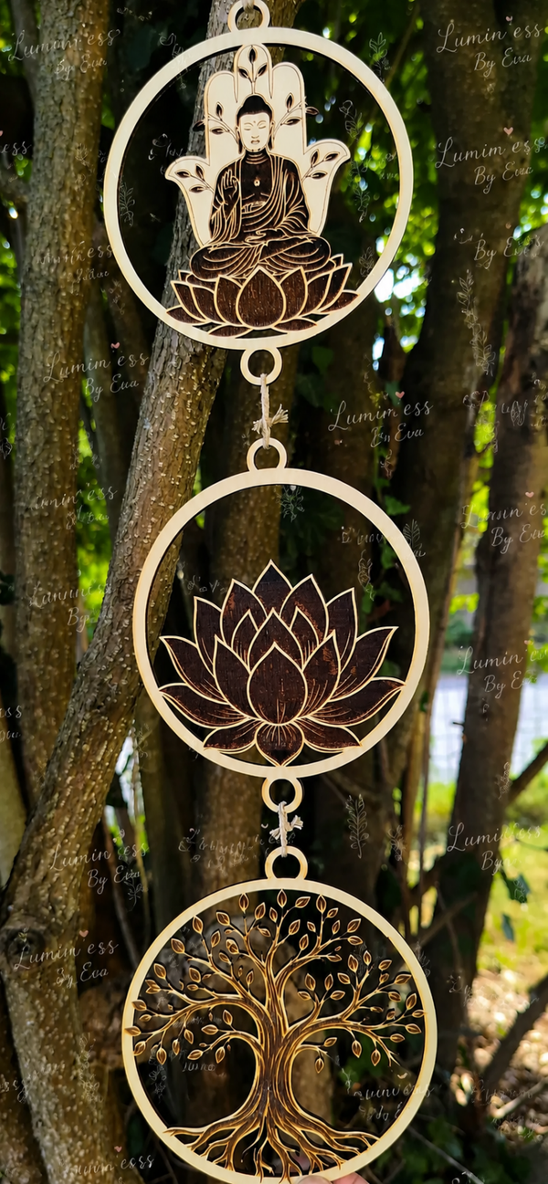 🌳 Suspension décorative Arbre de Vie & Bien-être en bois 🌳