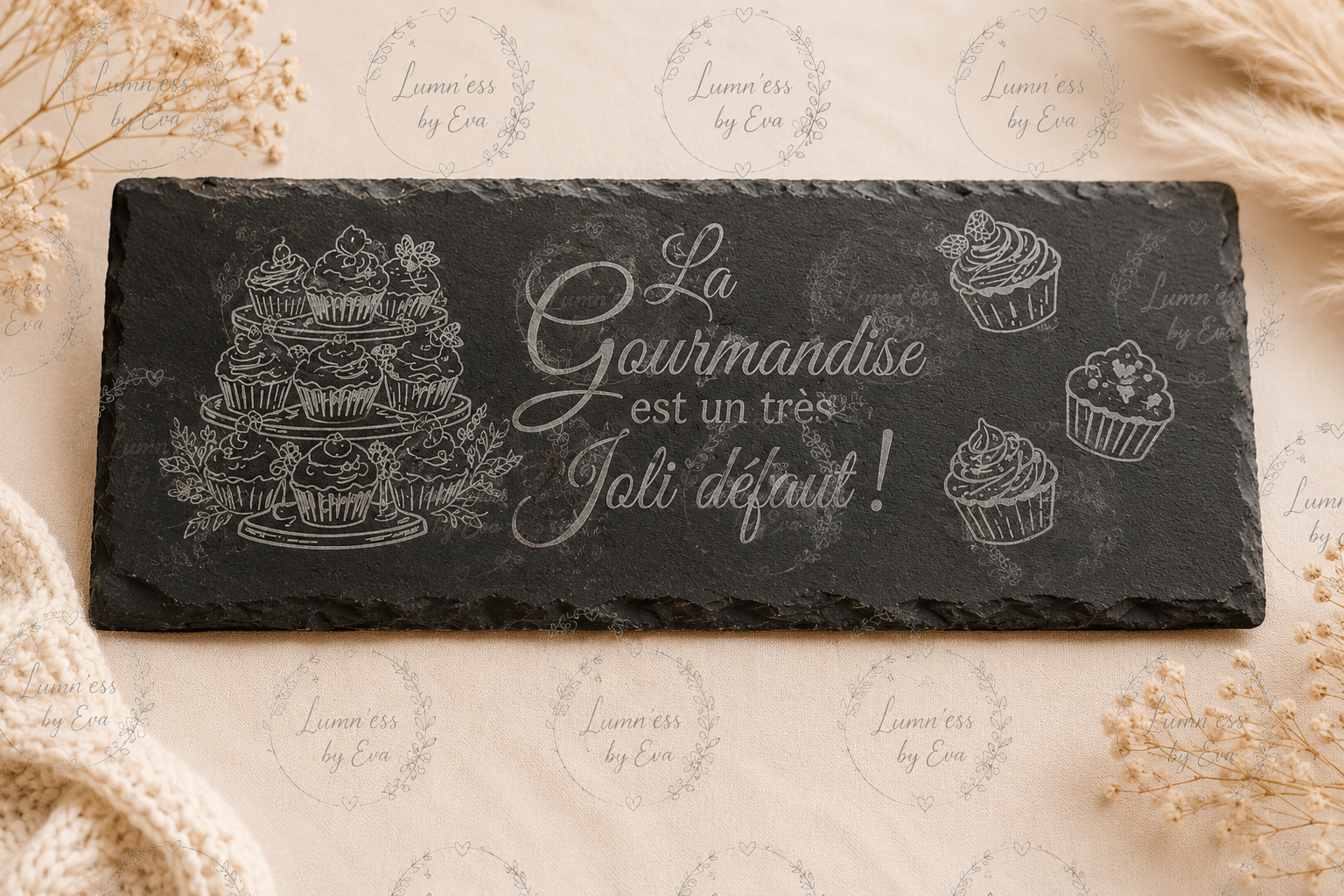 🍰 Ardoise décorative gravée – Esprit gourmand