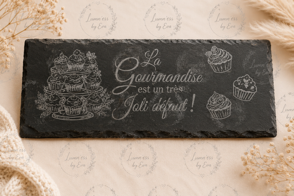 🍰 Ardoise décorative gravée – Esprit gourmand