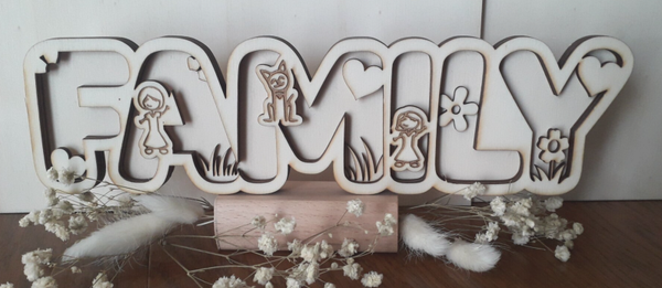 Mots décoratifs familiaux en bois multicouche