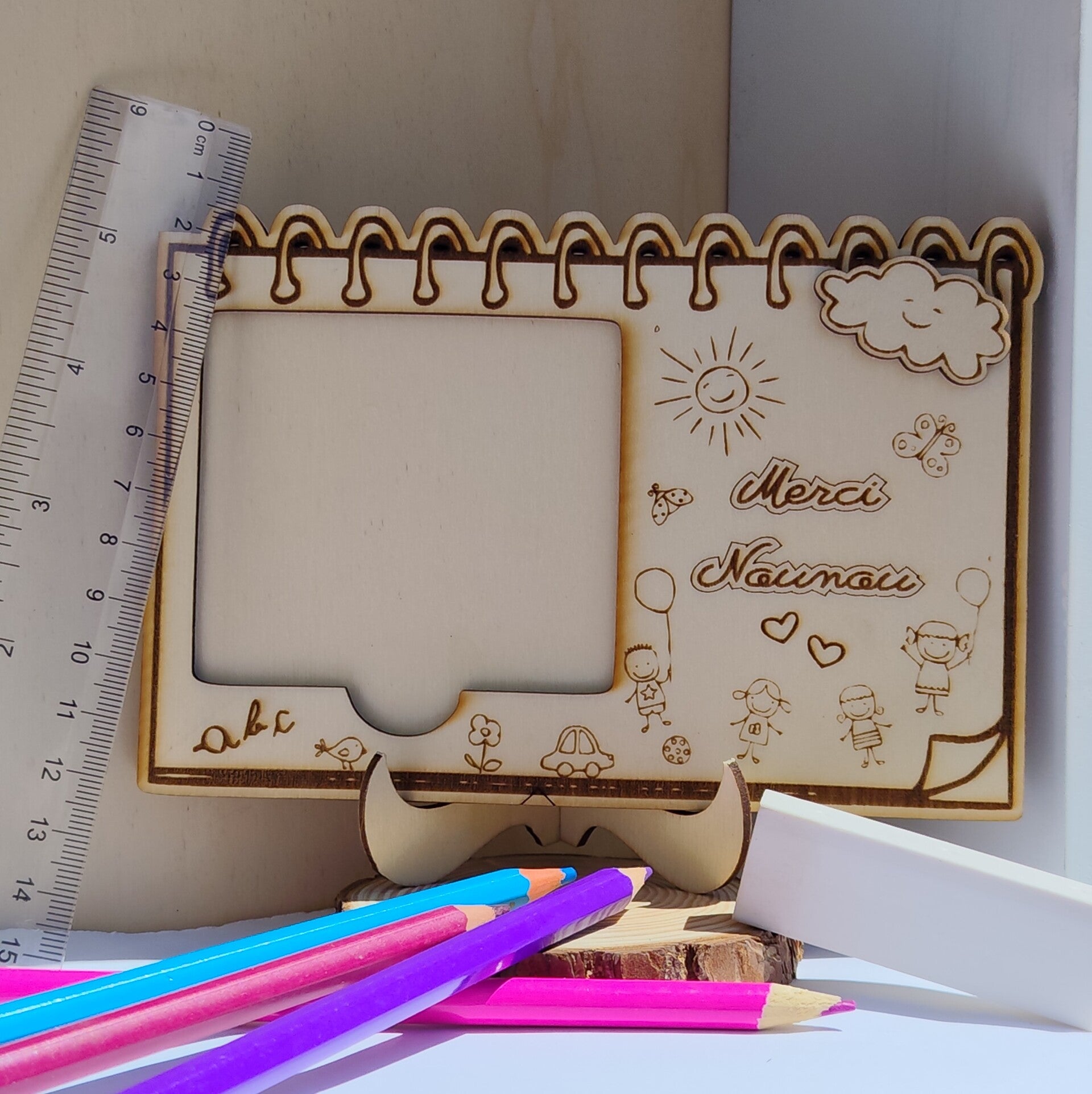 Porte photo personnalisé – Merci Nounou 💛