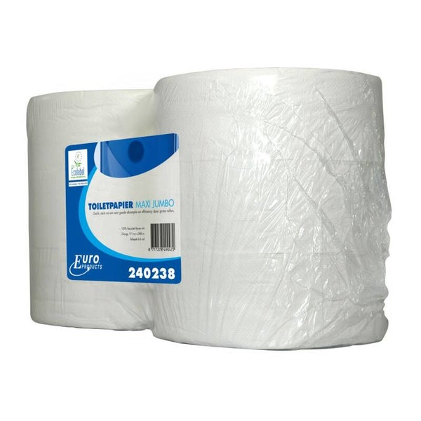 Toiletpapier Euro Maxi Jumbo, recycled wit - 2 laags Artikelnummer: 240238