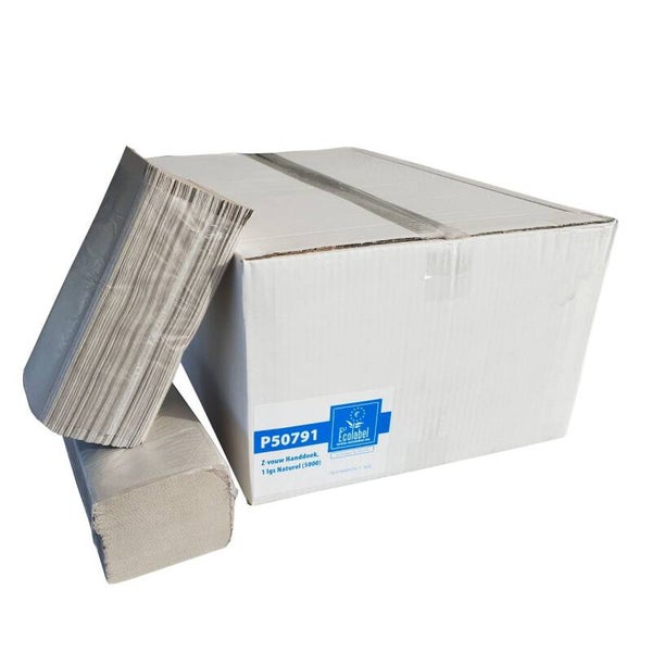 Handdoekpapier V-fold, recycled naturel - 1 laags Artikelnummer: P50791
