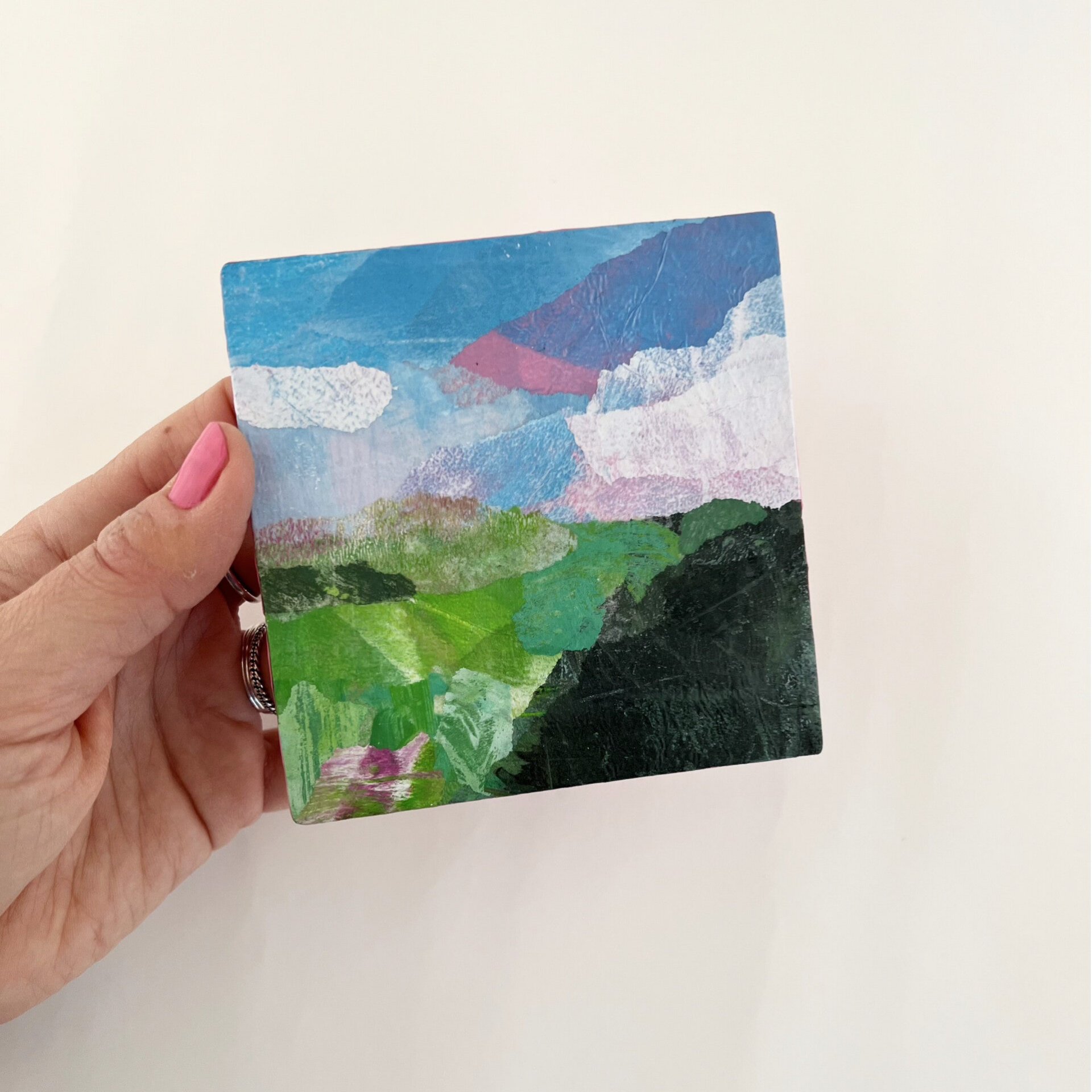 Abstract mini landschap - 10 x 10 cm - Kracht