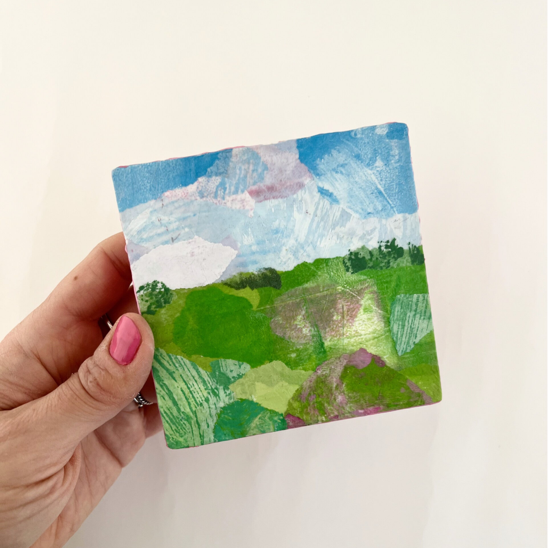Abstract mini landschap - 10 x 10 cm - Open