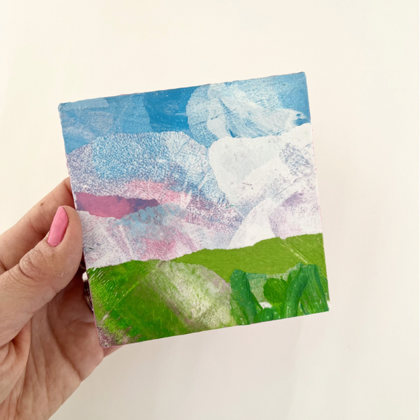 Abstract mini landschap - 10 x 10 cm - Stil