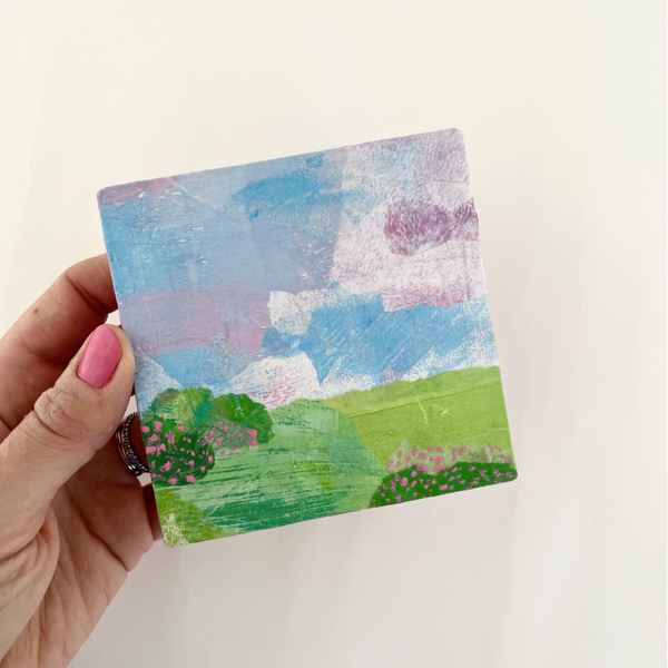 Abstract mini landschap - 10 x 10 cm - Droom