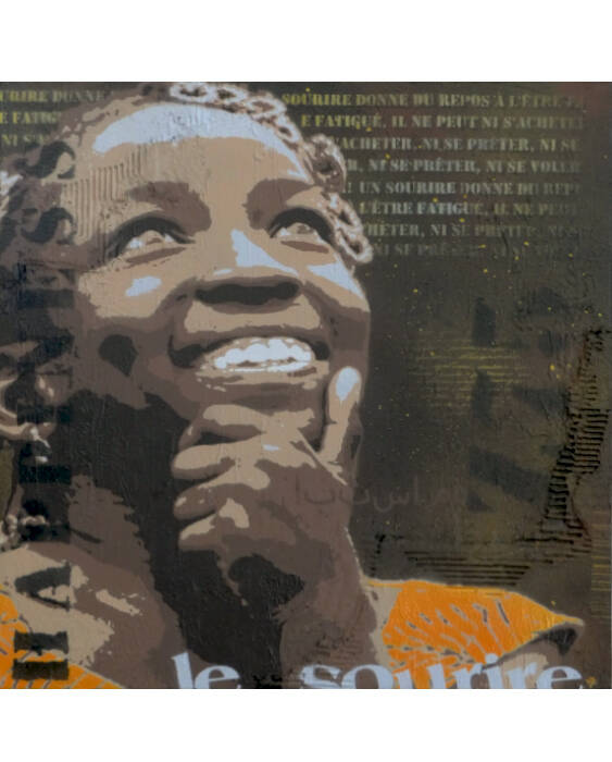 Le sourire 2 street stencil art on canvas by zuko 75 