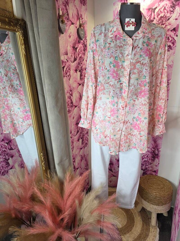 Chemise voilage Fleuri 🌸 Rose