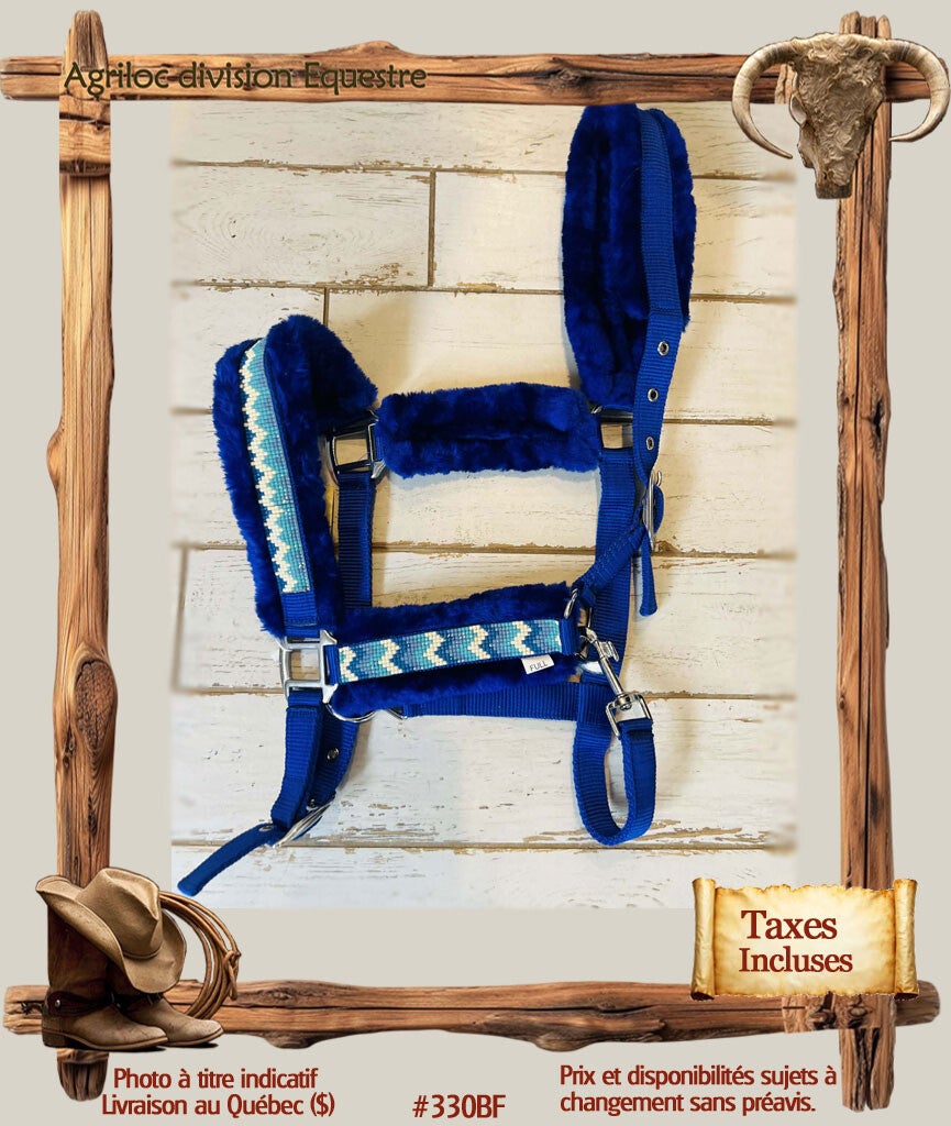 #330BF Licol doublé en mouton synthétique – Full - BLEU FONCÉ