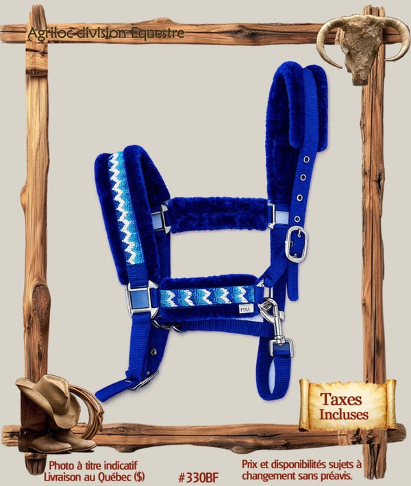 #330BF Licol doublé en mouton synthétique – Full - BLEU FONCÉ