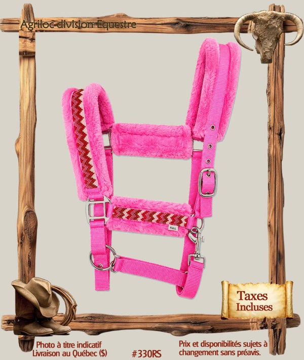#330RS Licol doublé en mouton synthétique – Full - ROSE