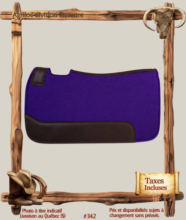 #0342 Tapis de selle western en feutre violet avec renforts en cuir