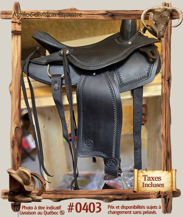 #403 Selle en cuir / synthetique Western Traill noir 16 pouces