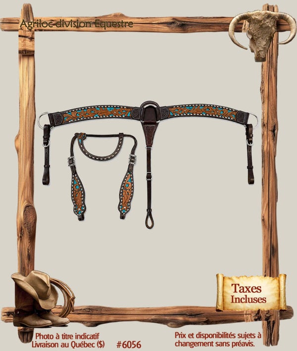 #6056 Ensemble bride, guides et martingale en cuir