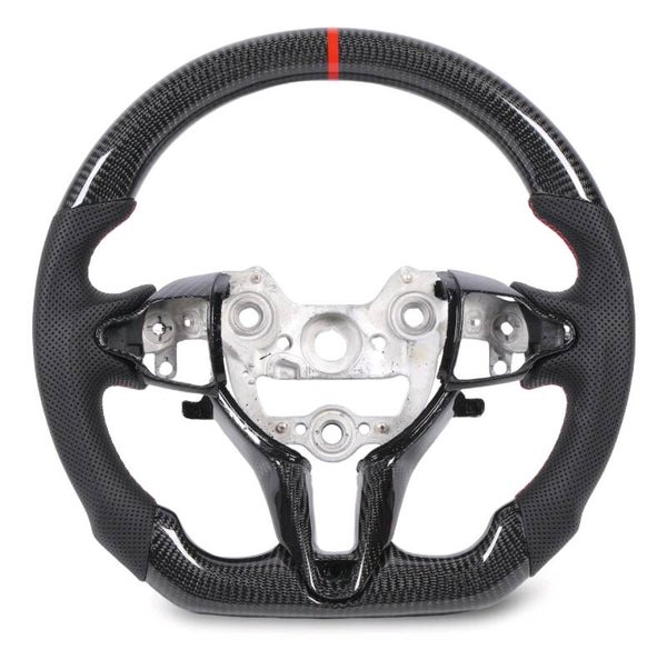 Carbon Flat Bottom Steering Wheel (Red)