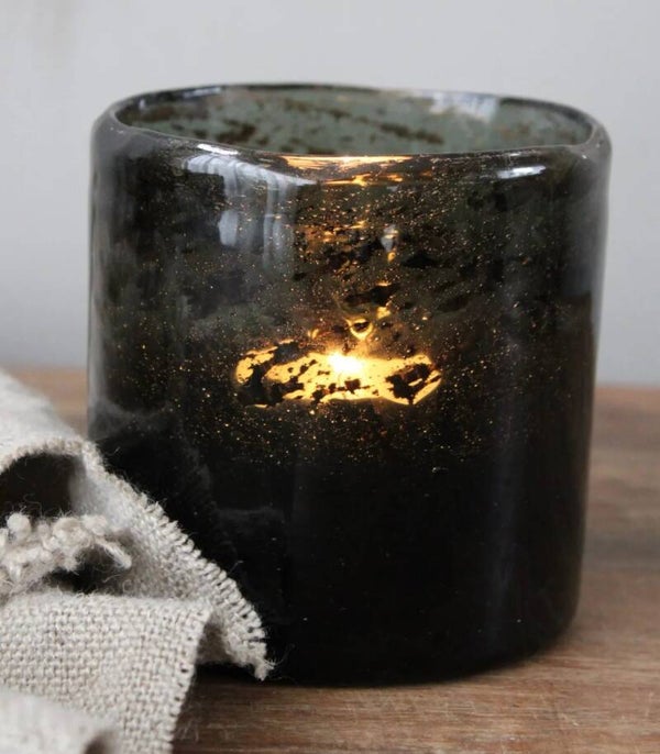 Windlichten Bubbelglas -vintage black-