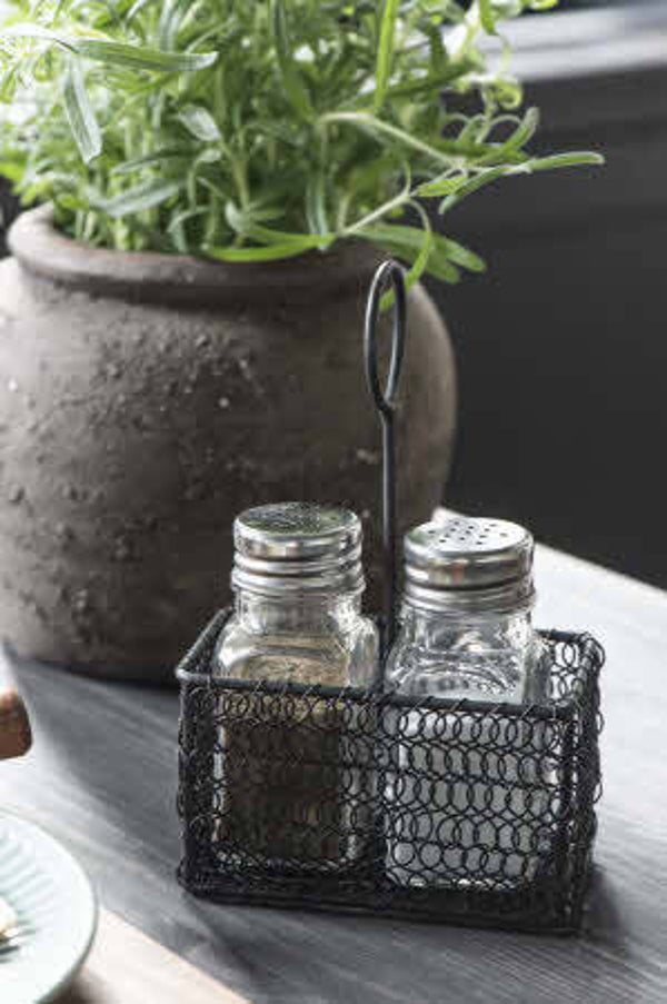 Houder Draadijzer - Peper en Zout incl. Potjes -