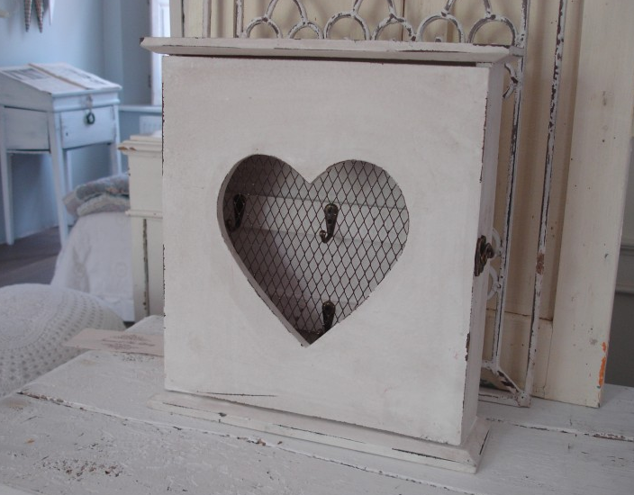 Sleutelkastje - hartje - shabby chic