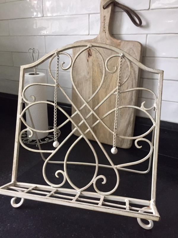 Kookboekensteun - Creme ijzer - Shabby Landelijk