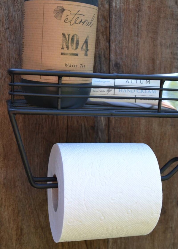 WC Rolhouder legmandje - Zwart ijzer Toiletrolhouder -