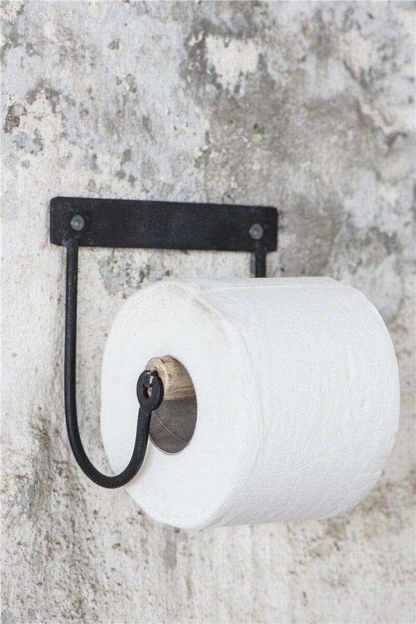 Toiletrolhouder Houten Roll - Black - Landelijk-stoer-sober