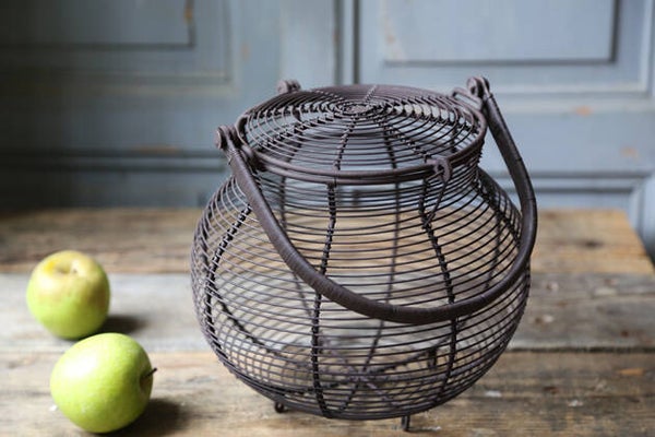 Eieren Mandje met deksel - brocante - bruin