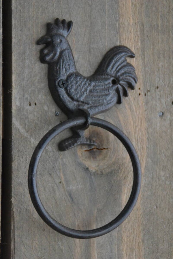 Handdoekhouder Ring- Haan - gietijzer Landelijk