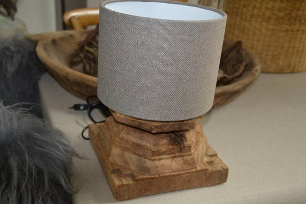 Tafellamp Oude houten Poer incl. kapje