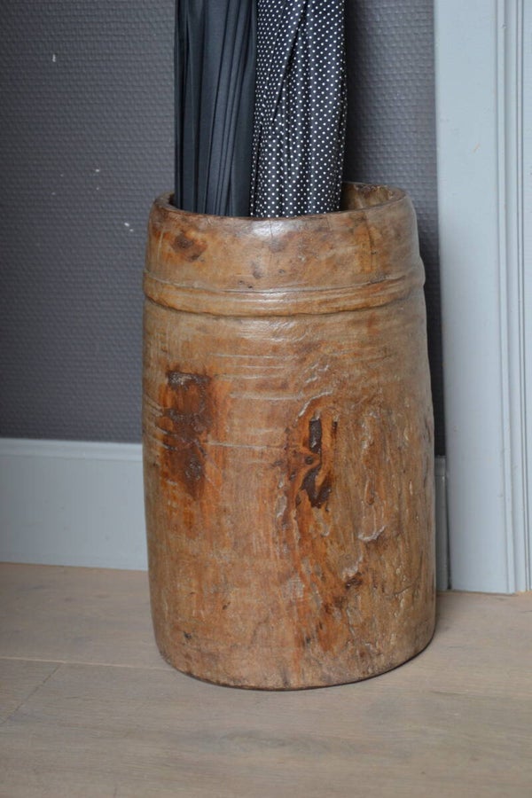 Paraplubak - Oud houten vijzel - Landelijk